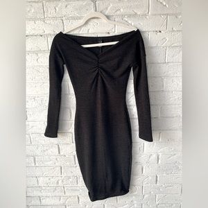 Black Bodycon Long sleeve under the knees dress